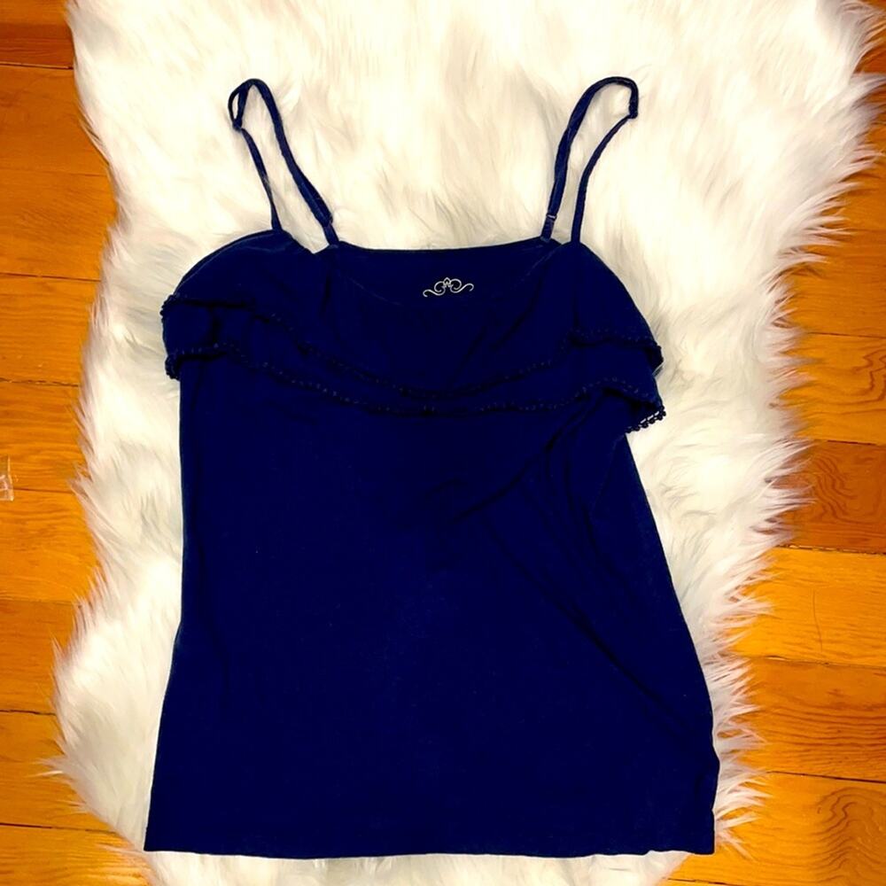 Old Navy blue ruffled tank top medium